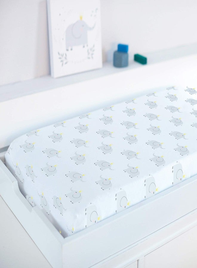 Hello Spud - Gray Elephant Changing Pad Cover Organic Cotton Jersey - Super Soft - Image 2